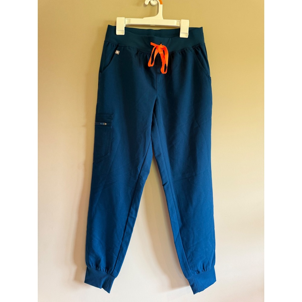 Figs Zamora Jogger Scrub Pants Teal Blue Orange Drawstring Womens XS/P FIONx